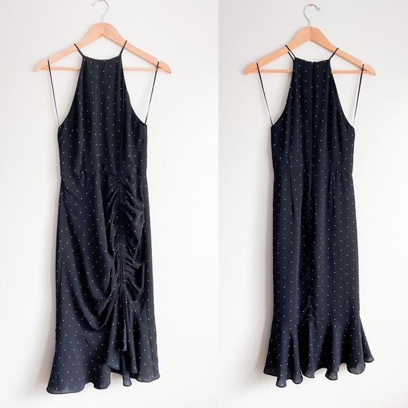 Cooper St Portia Midi Dress Polka Dots Mermaid Ruched Halter Bodycon High Low 6 - Picture 4 of 14